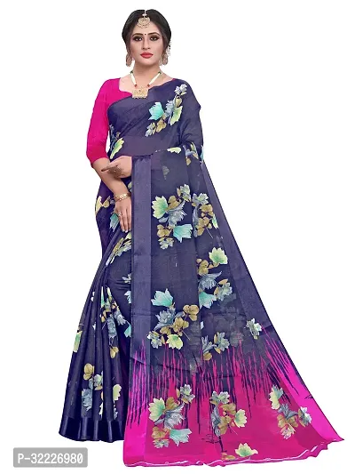 Beautiful Polycotton Printed Women Saree without Blouse piece-thumb0