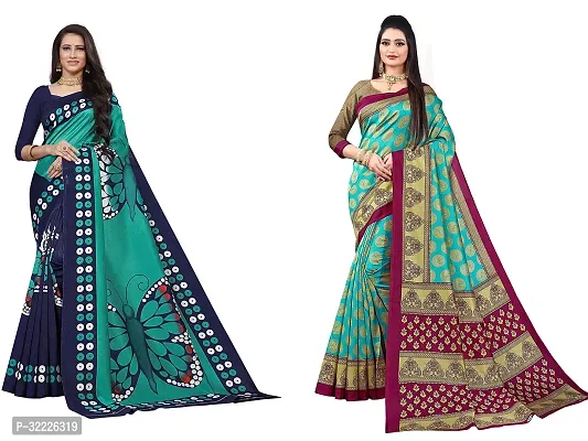 Beautiful Polycotton Printed Women Saree without Blouse piece-Pack Of 2