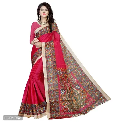 Elegant Red Polycotton Printed Saree For Women