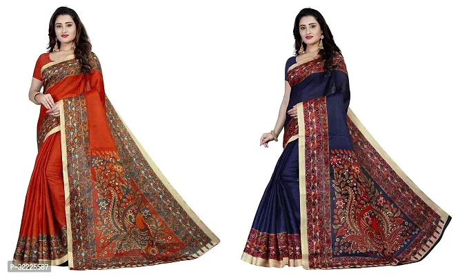 Beautiful Polycotton Printed Women Saree without Blouse piece-Pack Of 2