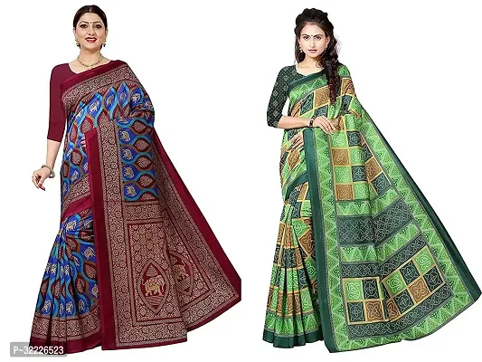 Beautiful Polycotton Printed Women Saree without Blouse piece-Pack Of 2