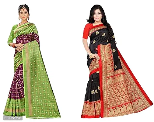 Beautiful Polycotton Printed Women Saree without Blouse piece-Pack Of 2