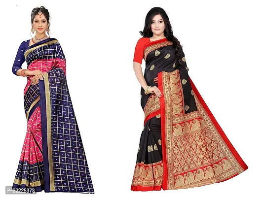 Beautiful Polycotton Printed Women Saree without Blouse piece-Pack Of 2