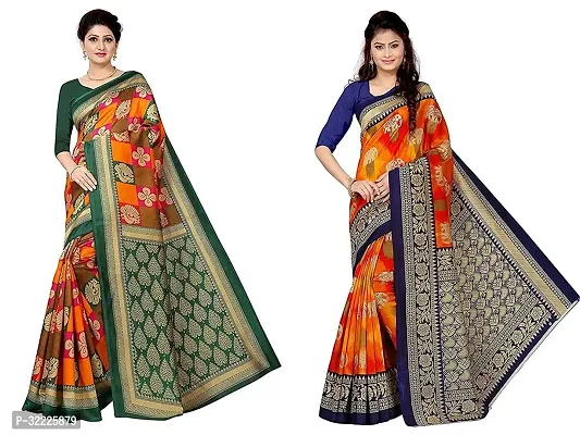 Beautiful Polycotton Printed Women Saree without Blouse piece-Pack Of 2