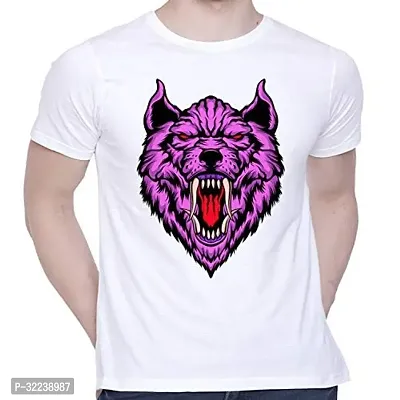 Reliable White Cotton Blend Printed Round Neck T-Shirt For Men