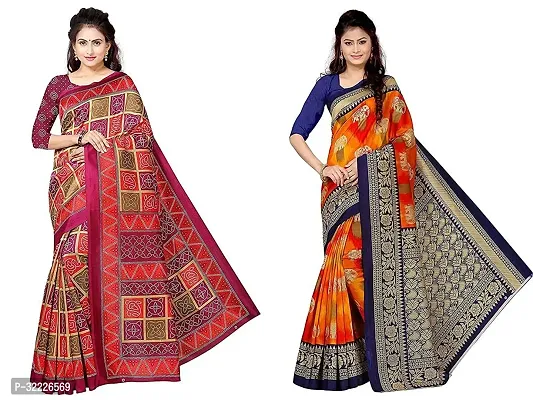 Beautiful Polycotton Printed Women Saree without Blouse piece-Pack Of 2