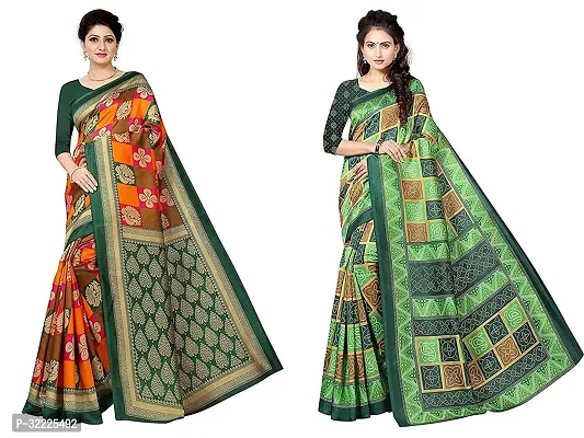 Beautiful Polycotton Printed Women Saree without Blouse piece-Pack Of 2