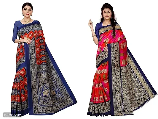 Beautiful Polycotton Printed Women Saree without Blouse piece-Pack Of 2