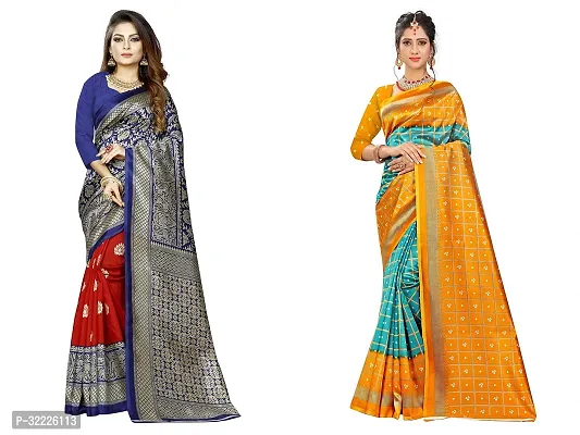 Beautiful Polycotton Printed Women Saree without Blouse piece-Pack Of 2