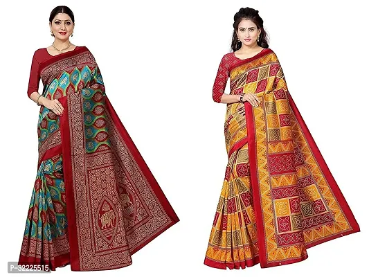 Beautiful Polycotton Printed Women Saree without Blouse piece-Pack Of 2