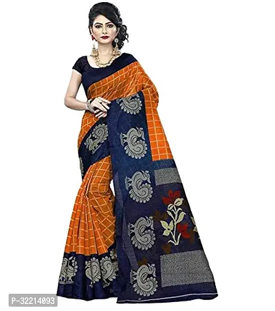 Elegant Yellow Polycotton Printed Saree For Women-thumb0