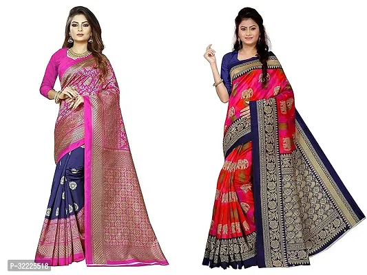 Beautiful Polycotton Printed Women Saree without Blouse piece-Pack Of 2