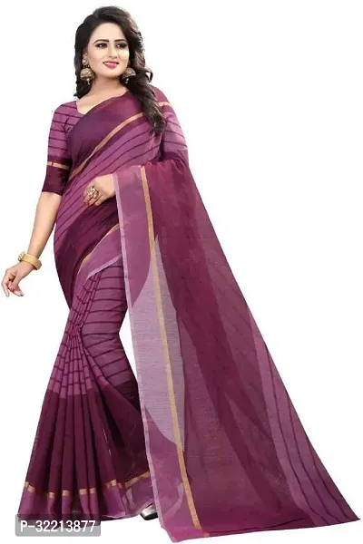 Elegant Magenta Polycotton Printed Saree For Women-thumb0