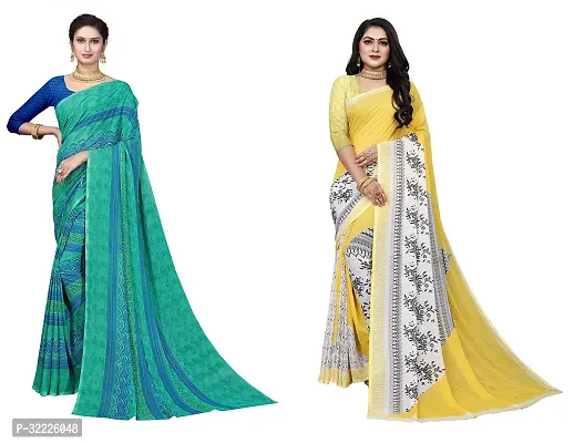 Beautiful Polycotton Printed Women Saree without Blouse piece-Pack Of 2