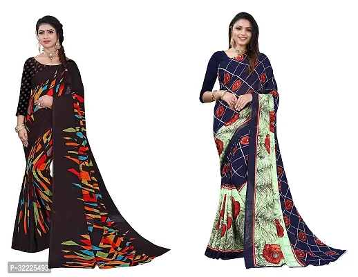 Beautiful Polycotton Printed Women Saree without Blouse piece-Pack Of 2