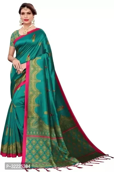 Beautiful Polycotton Self Pattern Women Saree without Blouse piece-thumb0