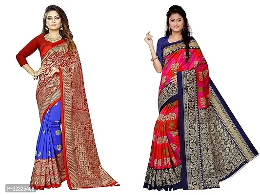 Beautiful Polycotton Printed Women Saree without Blouse piece-Pack Of 2