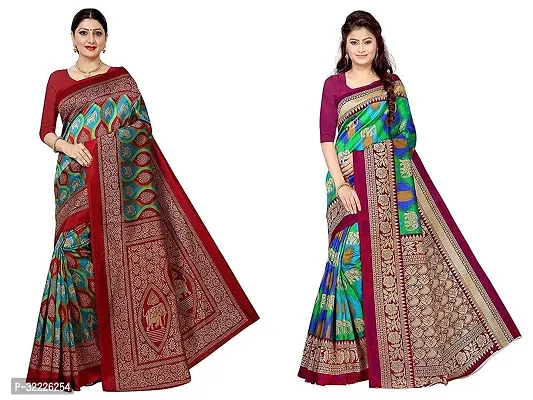 Beautiful Polycotton Printed Women Saree without Blouse piece-Pack Of 2