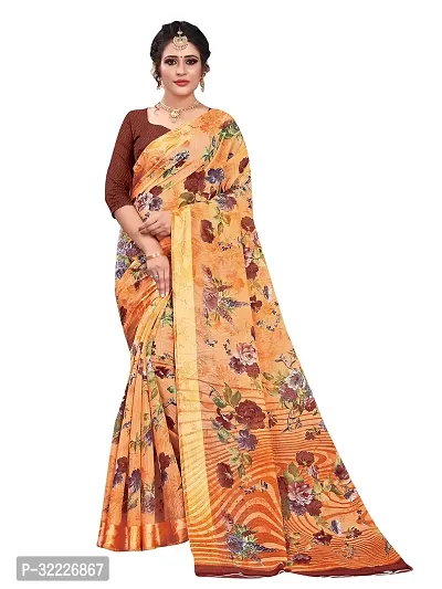 Beautiful Polycotton Printed Women Saree without Blouse piece-thumb0