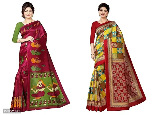 Beautiful Polycotton Printed Women Saree without Blouse piece-Pack Of 2-thumb0