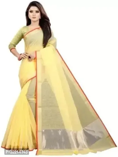 Elegant Yellow Polycotton Solid Saree For Women-thumb0