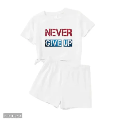 Stylish White Cotton Printed T-Shirts with Shorts For Kids