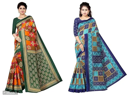 Beautiful Polycotton Printed Women Saree without Blouse piece-Pack Of 2-thumb0