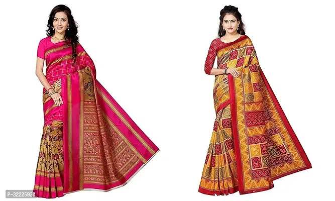 Beautiful Polycotton Printed Women Saree without Blouse piece-Pack Of 2-thumb0