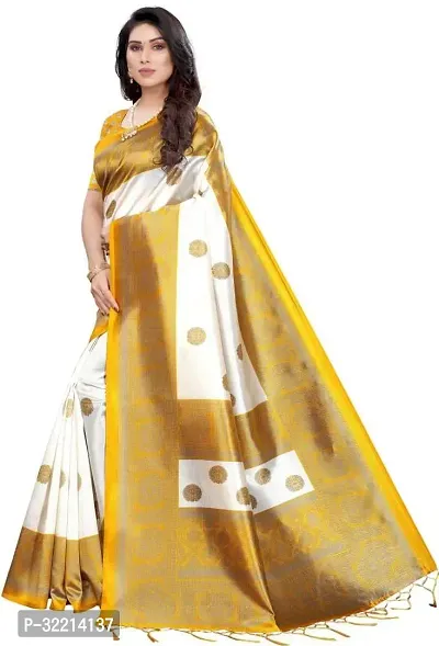 Elegant Off White Polycotton Printed Saree For Women-thumb0