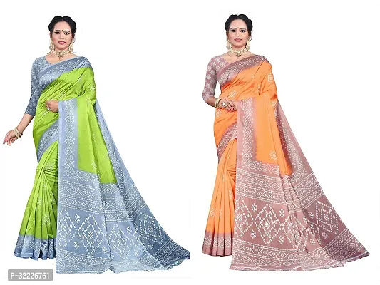 Beautiful Polycotton Printed Women Saree without Blouse piece-Pack Of 2