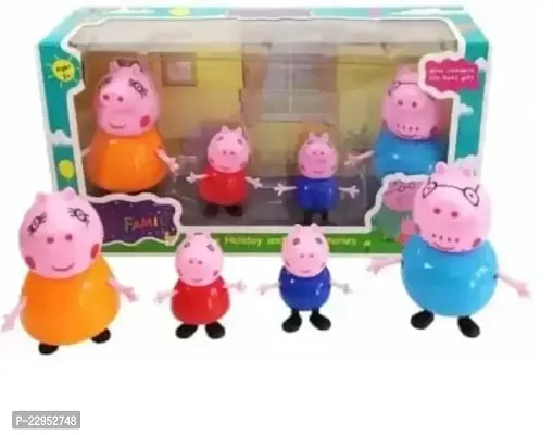 Peppa Pig Family Set of 4, Peppa Pig, George, Daddy Pig, Mommy Pig Pretend Play Set, Best Gift for Kids (Assorted Colours) (4 Set Pepa Pig Family Set) (Set of 4)-thumb0