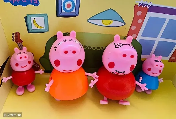 Peppa Pig Family Set of 4, Peppa Pig, George, Daddy Pig, Mommy Pig Pretend Play Set, Best Gift for Kids (Assorted Colours) (4 Set Pepa Pig Family Set) (Set of 4)-thumb3