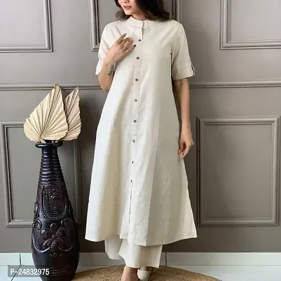 Fancy Cotton Kurta Bottom Set White Solid For Women-thumb0