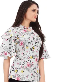 Latest Stylish Casual Floral Peplum Top With Trendy Puffed Sleeves Premium Fabric 100% Rayon-thumb1
