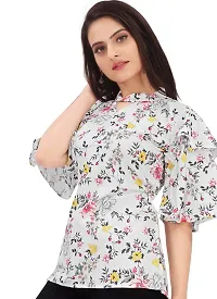 Latest Stylish Casual Floral Peplum Top With Trendy Puffed Sleeves Premium Fabric 100% Rayon-thumb2