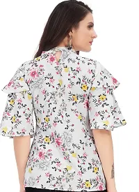 Latest Stylish Casual Floral Peplum Top With Trendy Puffed Sleeves Premium Fabric 100% Rayon-thumb3