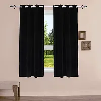 Shining Wings Velvet Solid Pattern Room Darkening Window Curtain, 5 Feet, Black, Pack of 1 (1 Panel)-thumb1