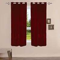 Shining Wings Velvet Solid Pattern Room Darkening Window Curtain, 5 Feet, Maroon, Pack of 1 (1 Panel)-thumb1