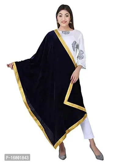 Shining Wings Solid Pattern Fashionable Velvet Shawl for Women (Blue)-thumb0