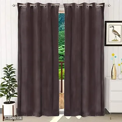 Shining Wings Velvet Solid Pattern Room Darkening Door Curtain, 7 Feet, Grey, Pack of 1 (1 Panel)-thumb0