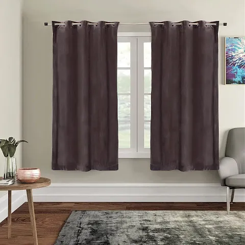 Shining Wings Velvet Solid Pattern Room Darkening Window Curtain, 5 Feet, Grey, Pack of 1 (1 Panel)