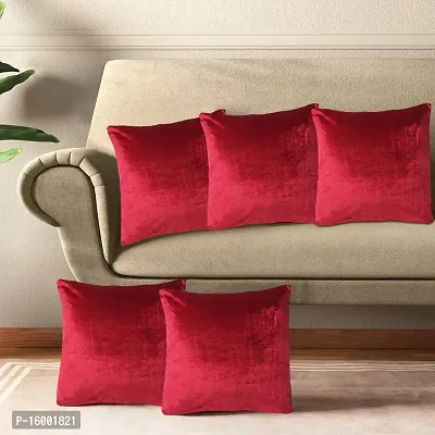 Velvet Cushion Cover in Red Color 16*16 Inch (Set of 5)