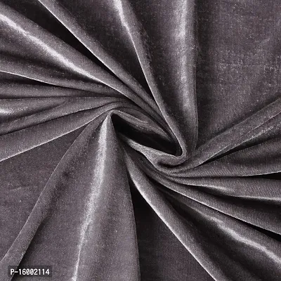 Shining Wings Velvet Solid Pattern Room Darkening Door Curtain, 7 Feet, Grey, Pack of 1 (1 Panel)-thumb2