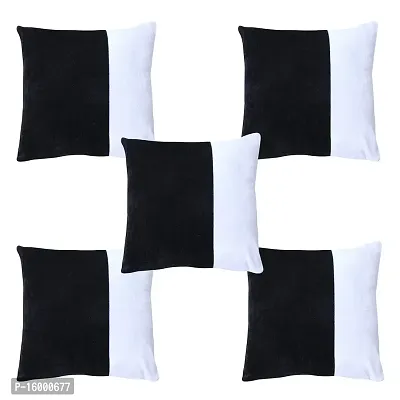 Velvet Cushion Cover in Double Color Black  White 16*16 Inch (Set of 5)-thumb2