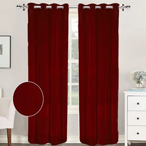 Shining Wings Velvet Solid Pattern Room Darkening Door Curtain, 7 Feet, Maroon, Pack of 1 (1 Panel)