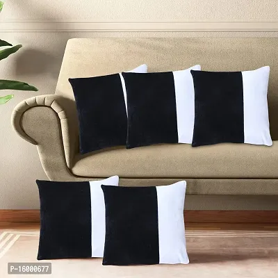 Velvet Cushion Cover in Double Color Black  White 16*16 Inch (Set of 5)-thumb0