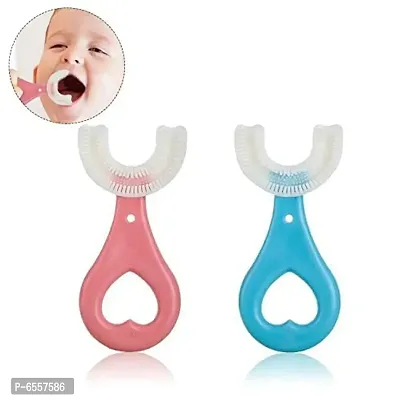 Children Baby Infant Toothbrush 360 Degree U-shaped (Random color) Teether  (Pink, Blue, White)