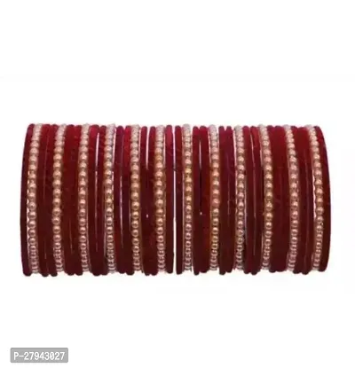 Elegant Maroon Metal American Diamond Bangles or Bracelets For Women