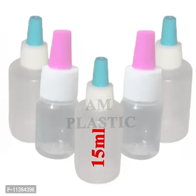 A M Plastic Cap Type Transparent Dropper Bottles 15 ml Liquid Dropping Bottles - Pack of 100-thumb2