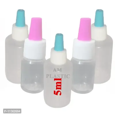 A M Plastic Cap Type Transparent Dropper Bottles 5 ml Liquid Dropping Bottles - Pack of 100-thumb2